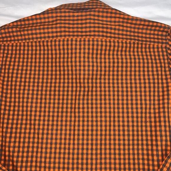 UNTUCKit Shirt Mens Size XL Blue Orange Gingham Button Long Sleeve Preppy Casual - Picture 9 of 11
